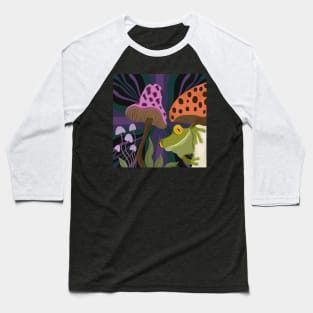 Whimsical Mushrooms and Frog Baseball T-Shirt